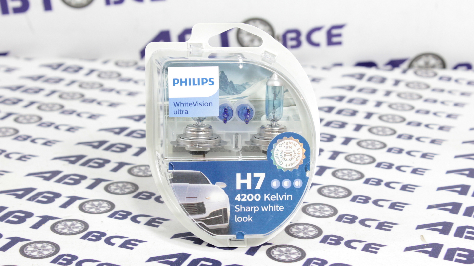 Лампа фары (галогенная) Ближний Свет H7 12V 55W 4200K White Vision Ultra kit (комплект 2шт) PHILIPS